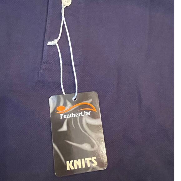 NWT Featherlite Men's 2XL Blue Short Sleeve Polo Shirt 2 Button Golf Casual Wear - Picture 4 of 7